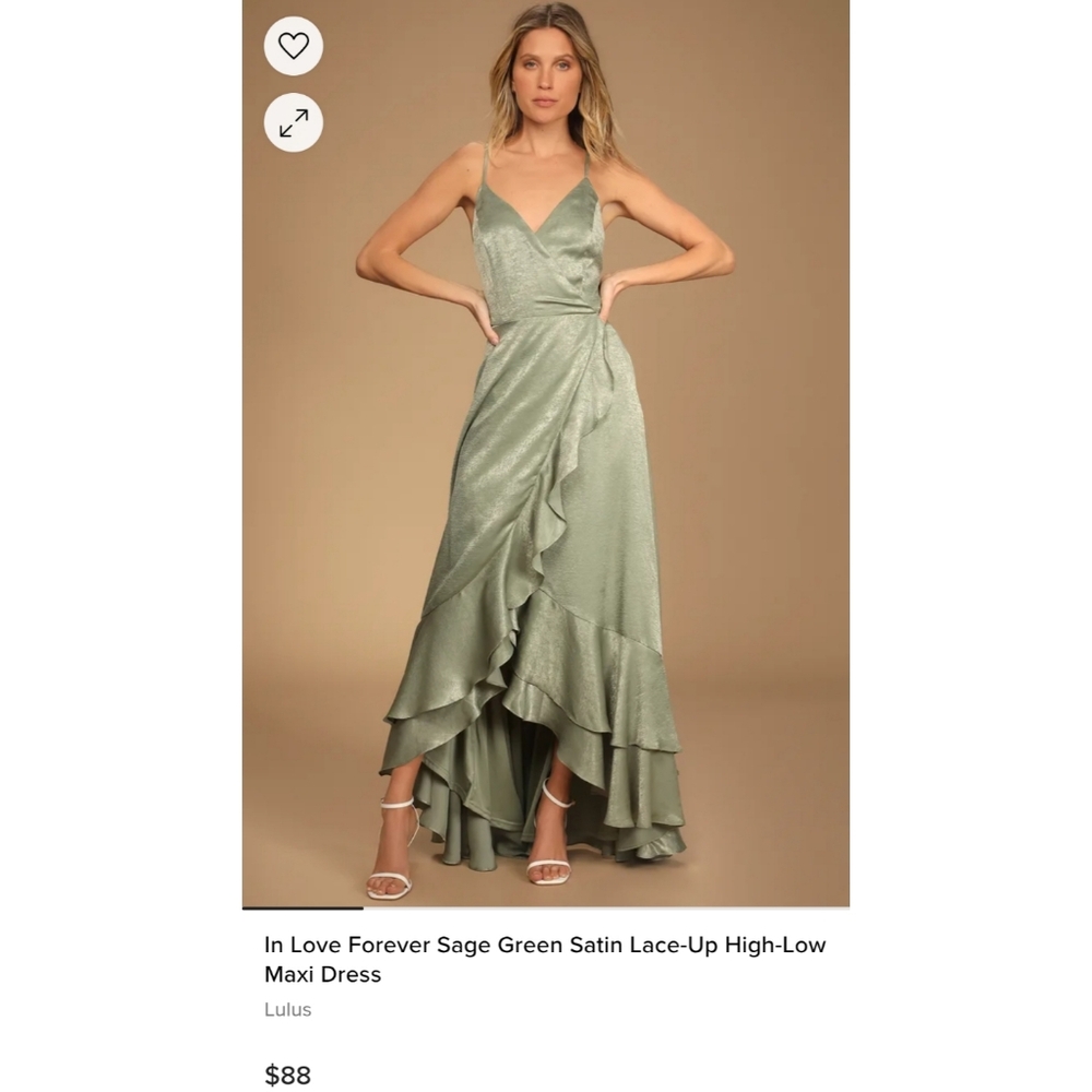 Lulus In Love Forever Sage Green Satin Lace-Up High-Low Maxi Dress